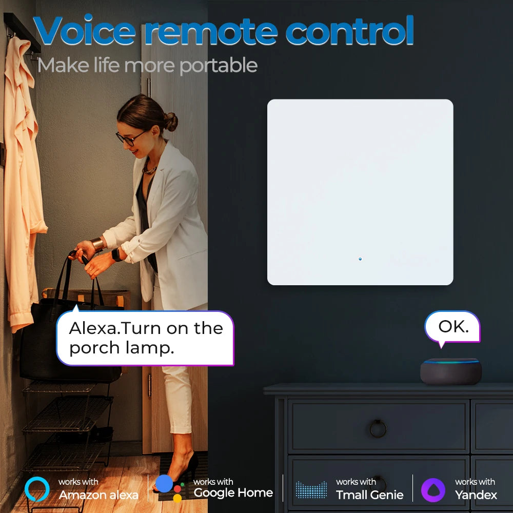 Tuya ZigBee Smart Switch No Need Neutral EU 1/2/3 Gang Smart Home Remote Control Works With Smart Life Via Alexa Google Home