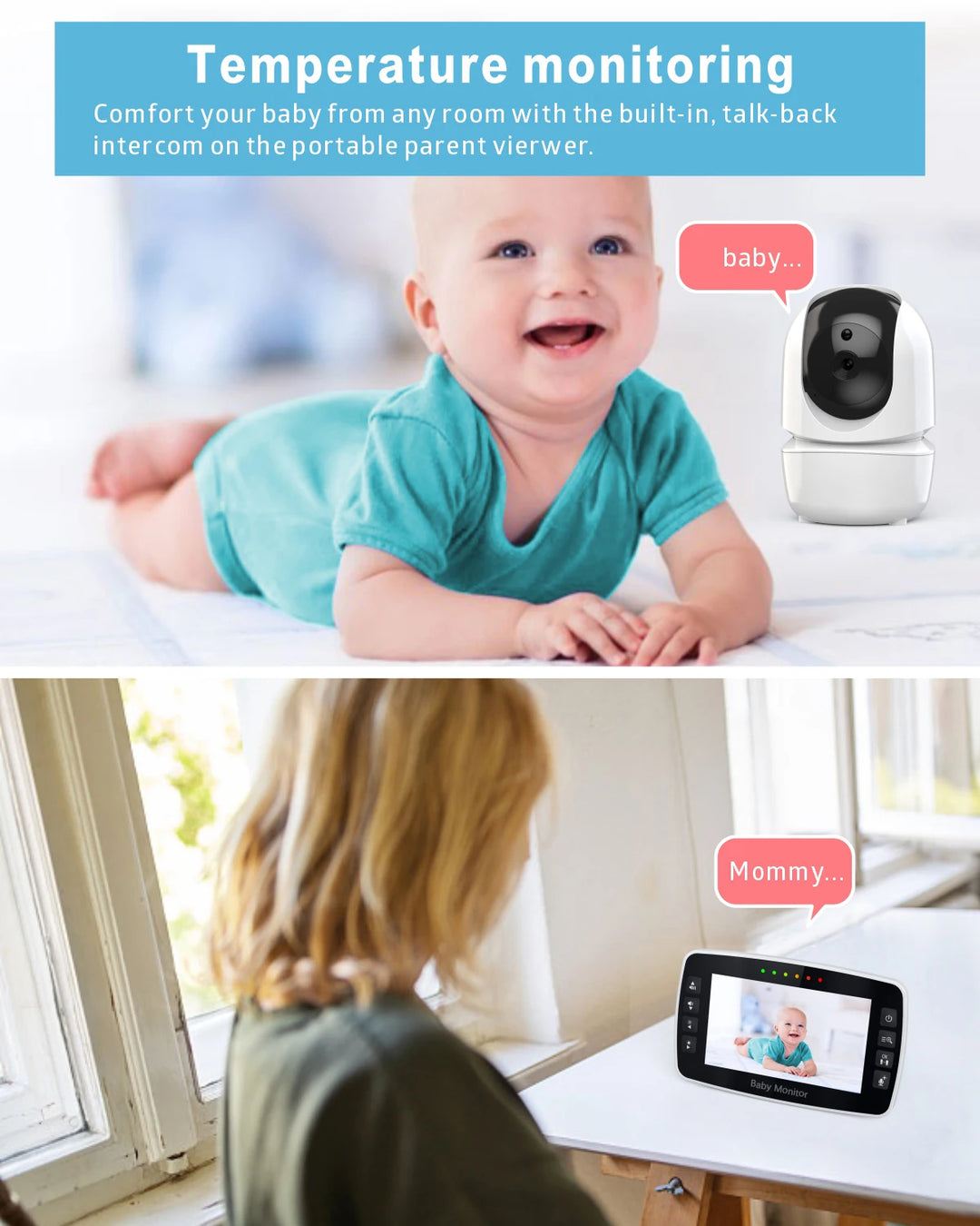 4.3 inch baby monitor with two cameras