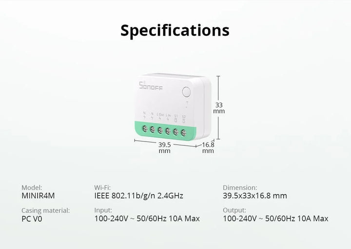 SONOFF MINIR4M Matter MINIR4 Wifi Smart Switch Mini Home Automation Module Local Connection For Alexa Google Home SmartThings