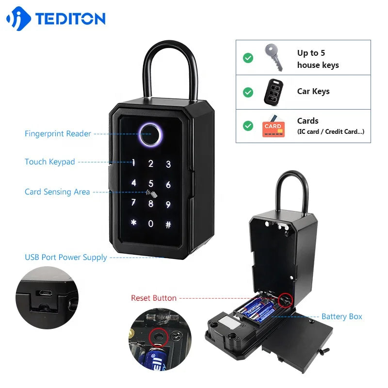 New Style Waterproof Safe Key Box Digital Key Card Password Door Ttlock APP Fingerprint Smart lock