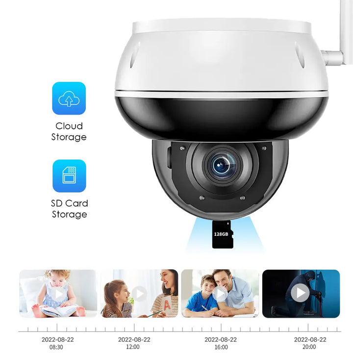 PTZ Dome Camera Humanoid Tracking 4K 8MP HD WiFi IP Camera Outdoor Metal Shell Waterproof Security CCTV Camera Audio H.265