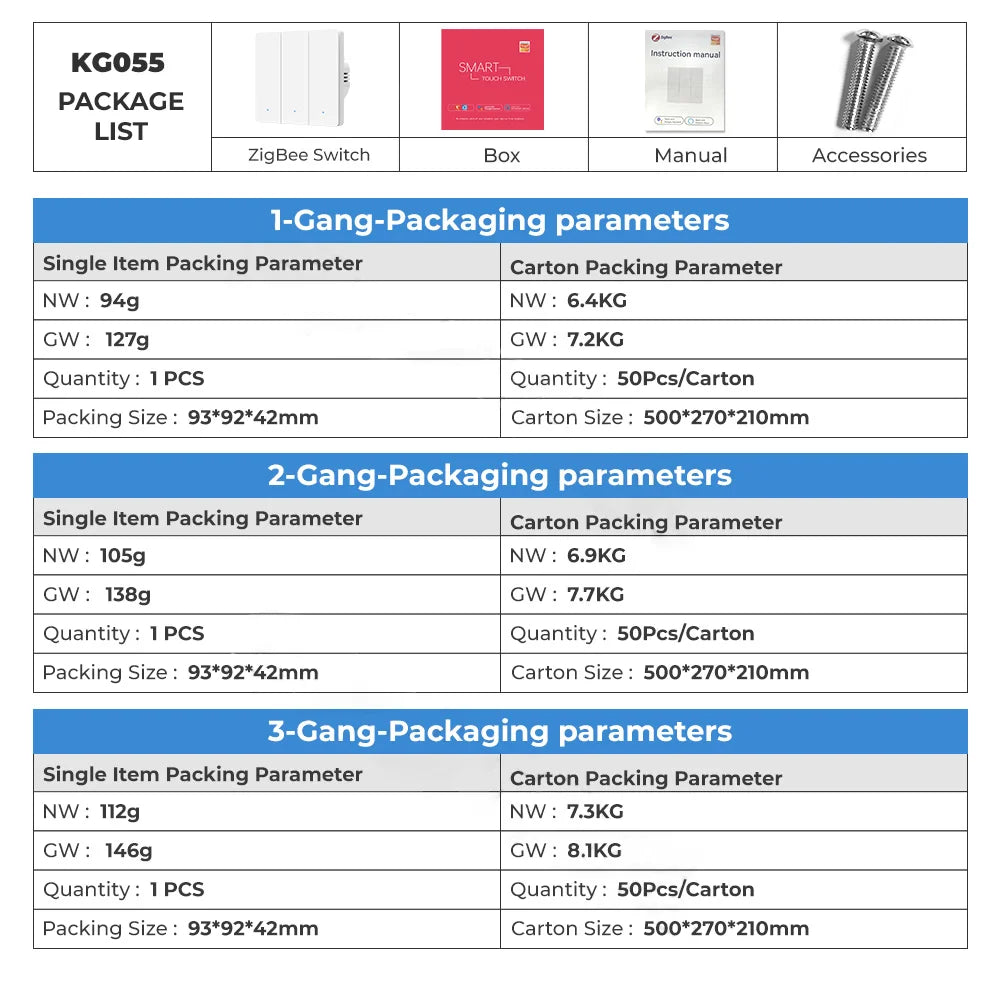 Tuya ZigBee Smart Switch No Need Neutral EU 1/2/3 Gang Smart Home Remote Control Works With Smart Life Via Alexa Google Home