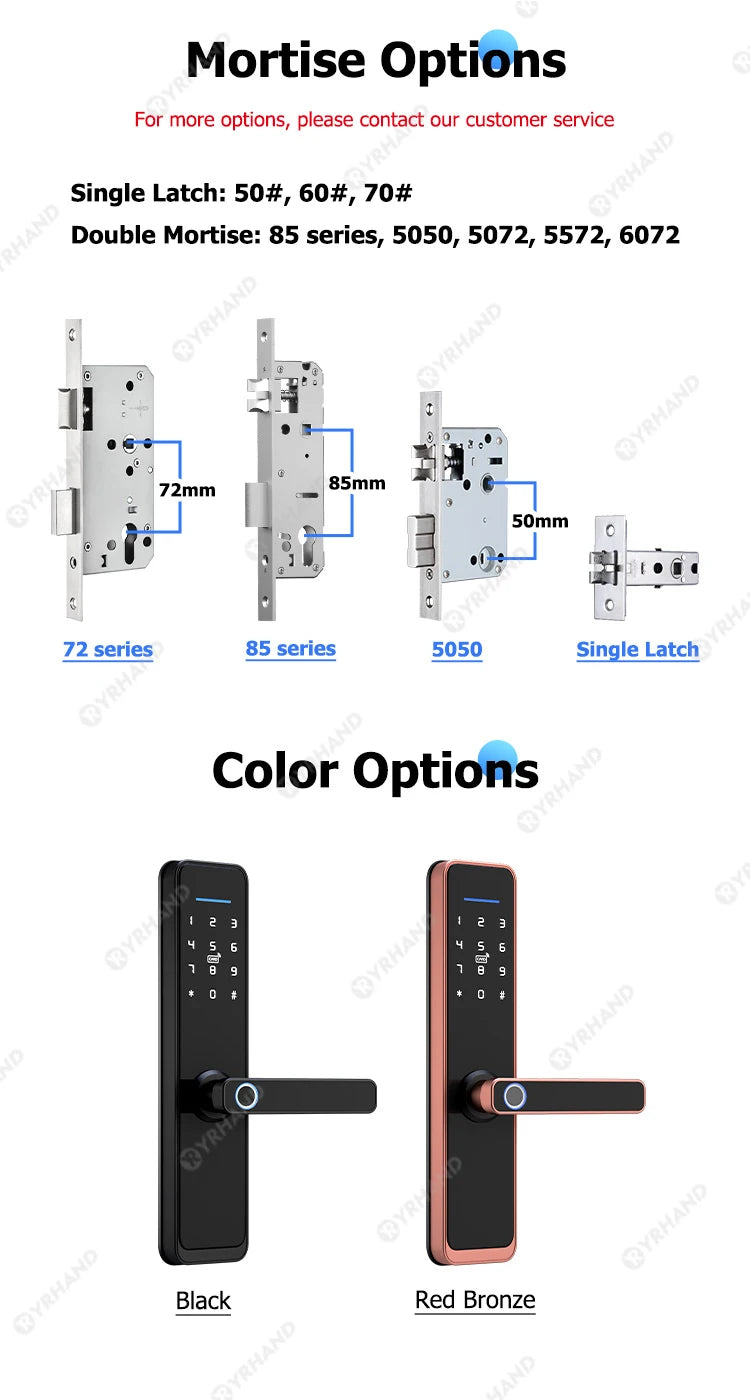 YRHAND New Ttlock Wifi Electronic Smart Door Lock With Biometric Fingerprint Work with Google home Aleax For home or Hotel