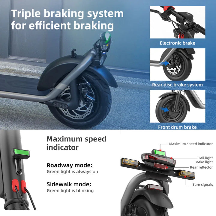 HX 13AH Electric Scooter Powerfull 450W 35KM/H Foldable Electric Kick E Scooter 10 Inch Smart Escooter for Adults