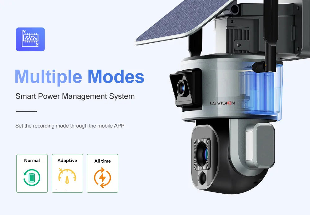 LS VISION 4K 8MP caméra solaire à double objectif extérieur 4G/WiFi double écrans 4X 10X Zoom optique suivi humanoïde caméras de sécurité PTZ