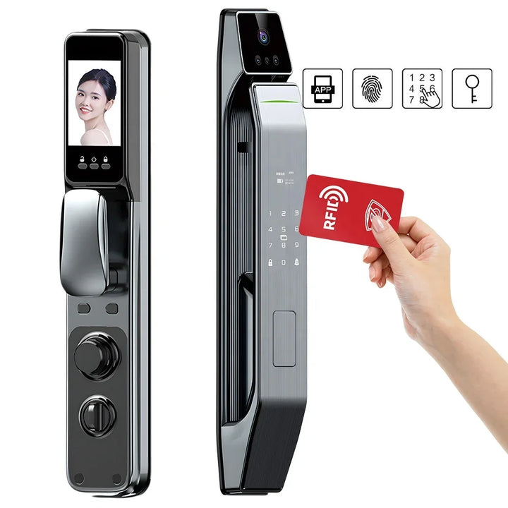 automatic fingerprint digital safe door lock for home smart 3D face recognition exterior door lock outdoor furniture