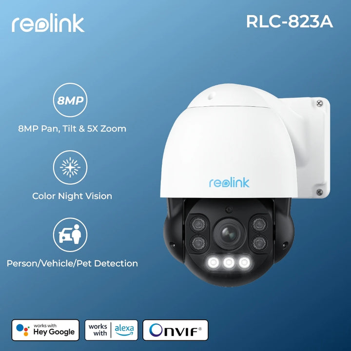 Reolink 8MP PoE IP Camera PTZ Pan/Tilt 5X Optical Zoom Human/Car/Pet Detection Color Night Vision 2-way Audio Security Camera