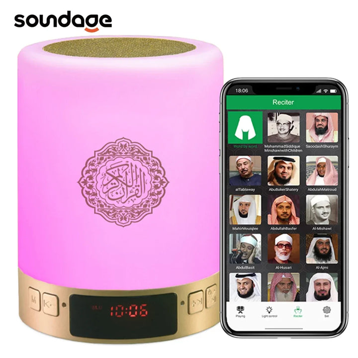 Soundage AZAN Islamic Quran Speaker Night light mp3 APP control Coran Player Quran lamp with 16G memory card veilleuse coranique