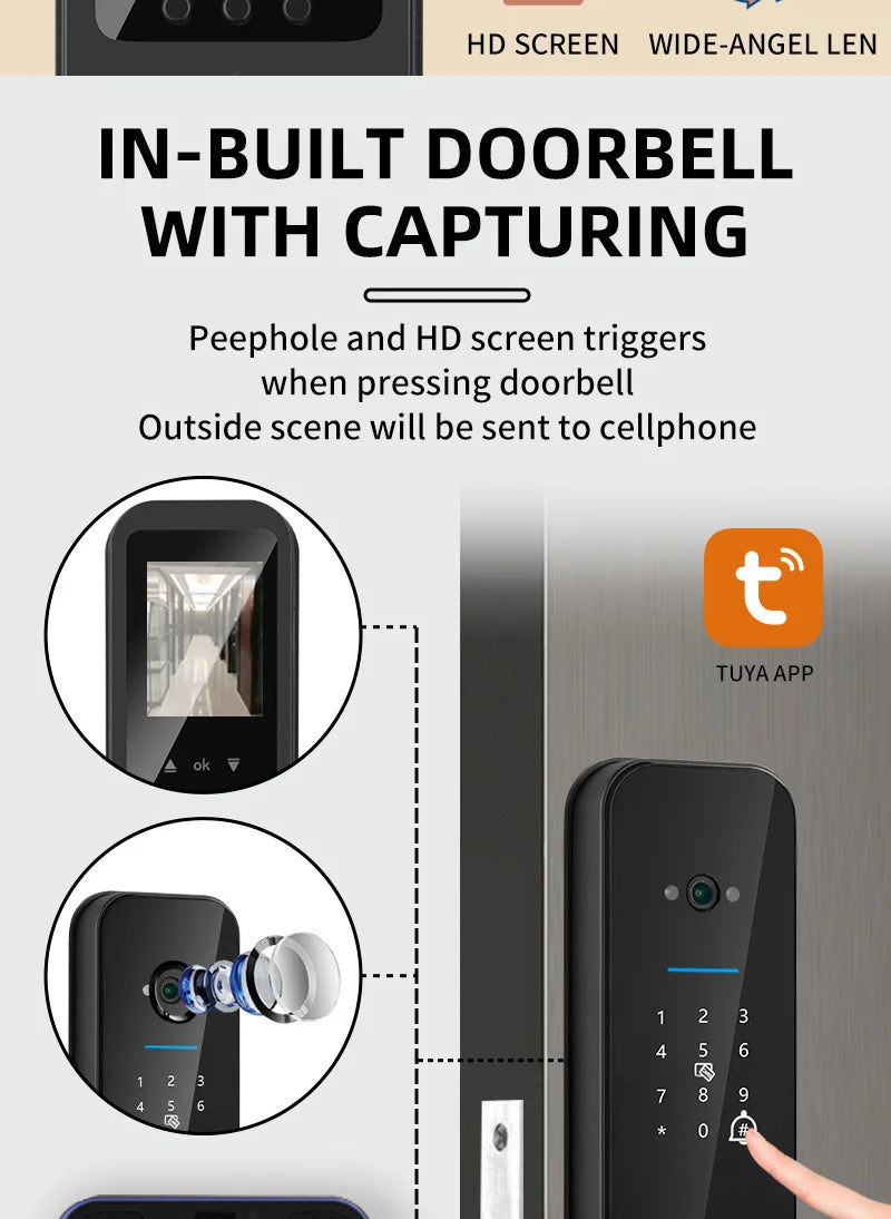 FHSKS Electronic Smart Door Lock with Fingerprint and Camera