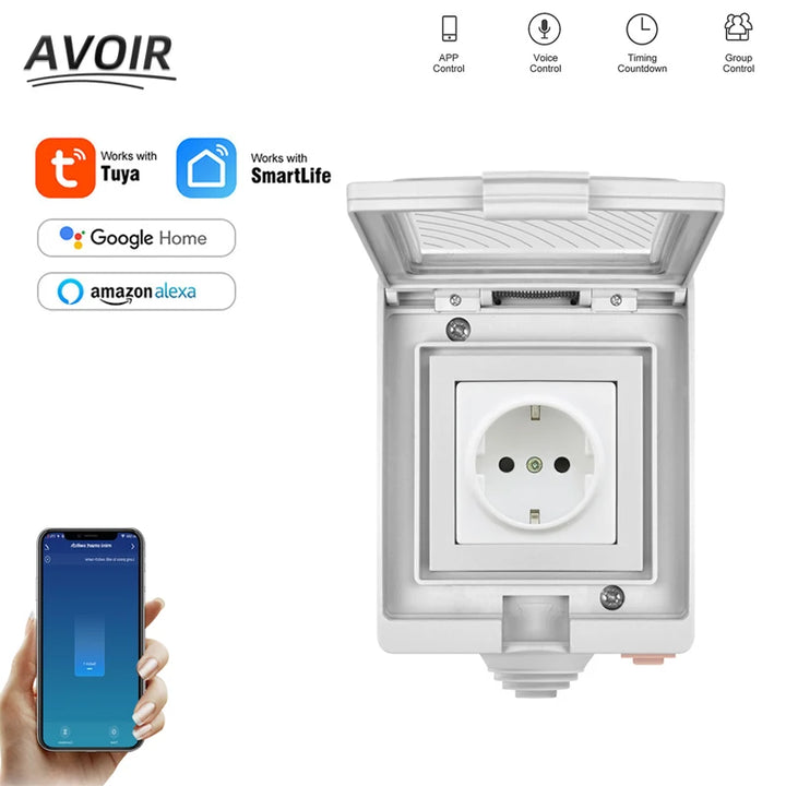 Avoir – prises électriques intelligentes étanches IP55, avec minuterie, prise de courant connectée Tuya Wifi, prises Standard ue, appareil ménager 16a