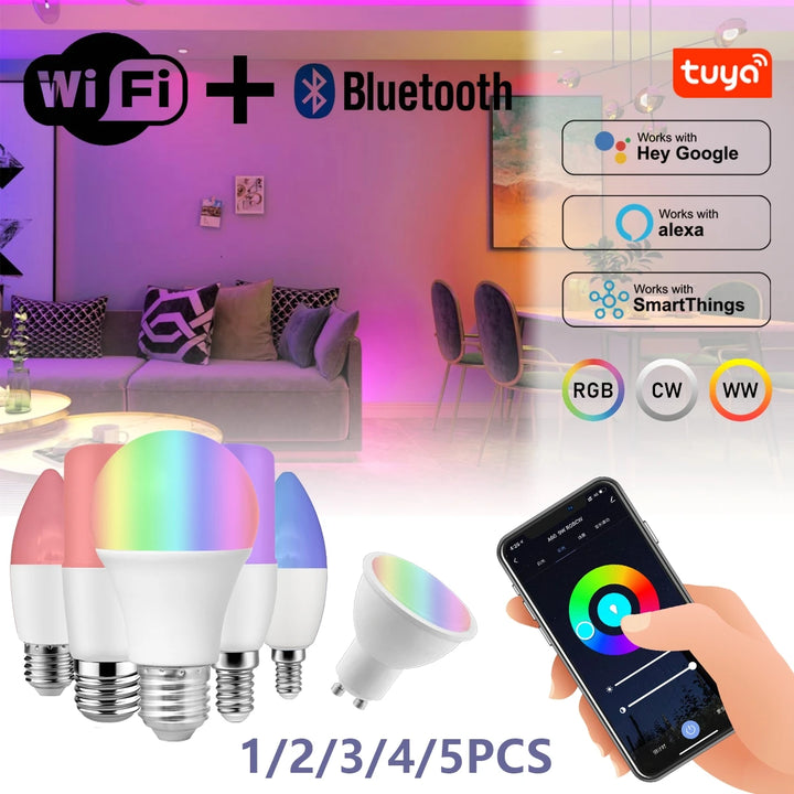 RGB Tuya Smart WiFi GU10 E27 E14