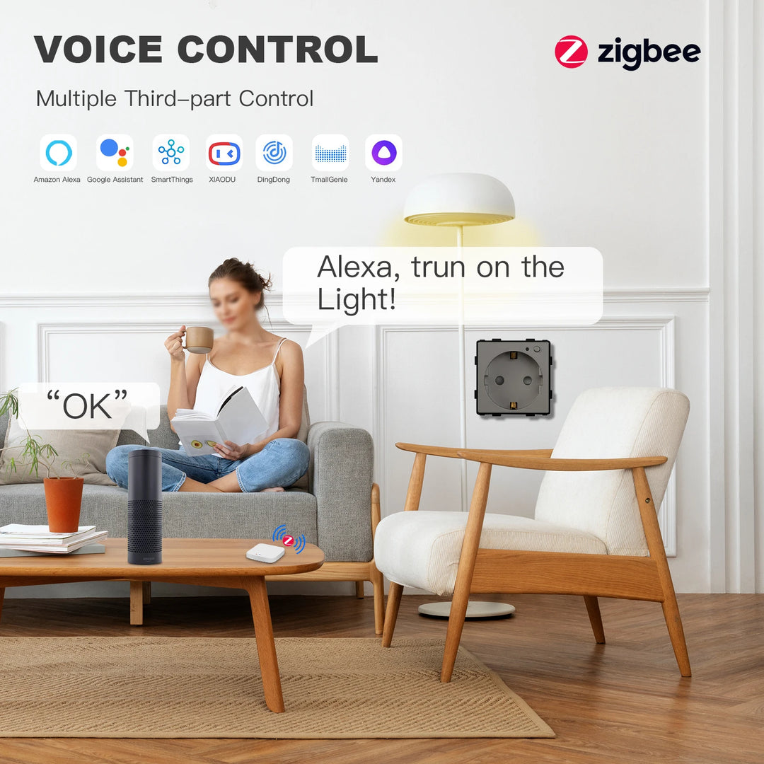 BSEED Zigbee prise intelligente surveillance de l'alimentation prise Internet prise murale électrique Tuya vie intelligente Google Alexa contrôle sans fil