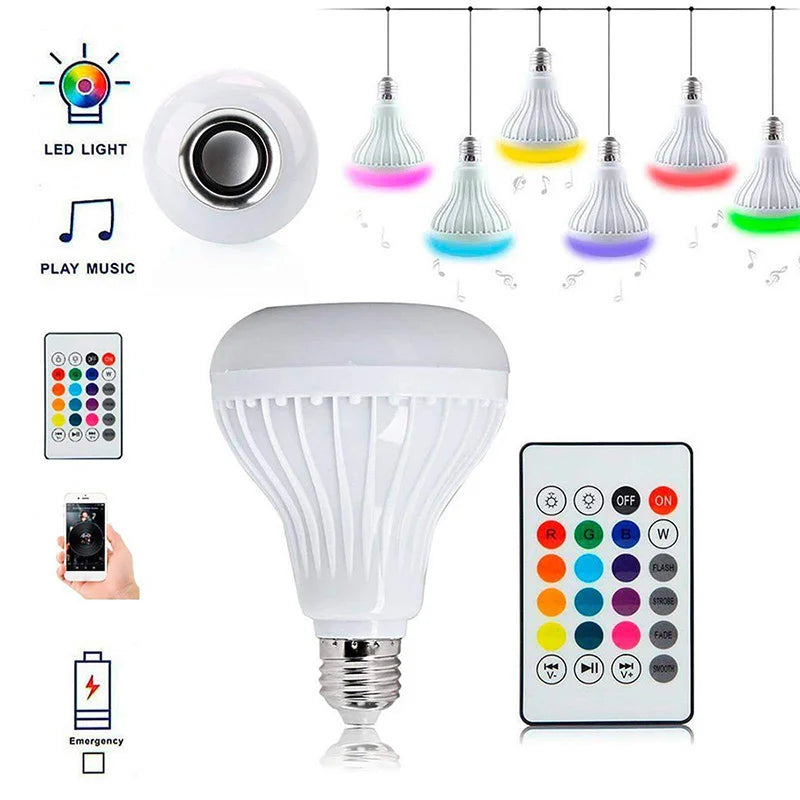 LED musique ampoule Bluetooth haut-parleur sans fil lumière intelligente E27 ampoule haut-parleur avec télécommande RGB musique couleur changeante parler