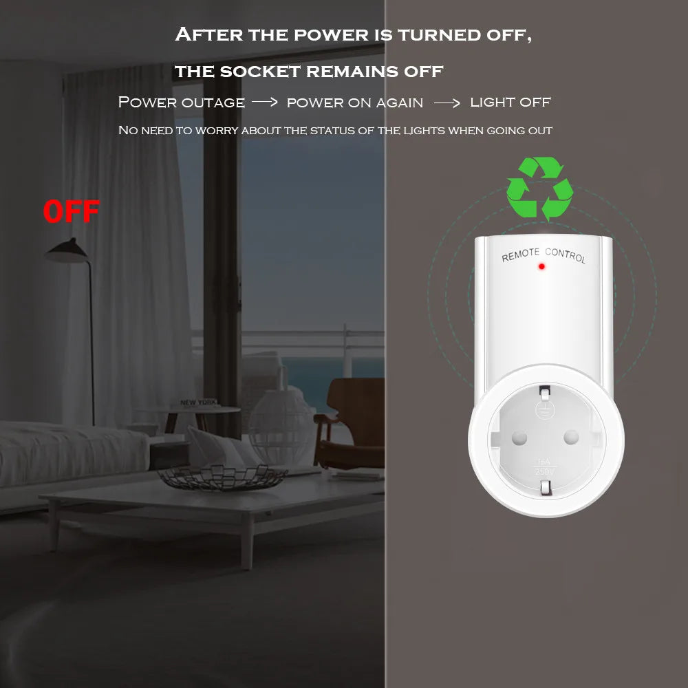 Wireless Remote Control Smart Socket EU French Plug Wall 433mhz Programmable Electrical Outlet Switch 220V 230V LED Safe Home