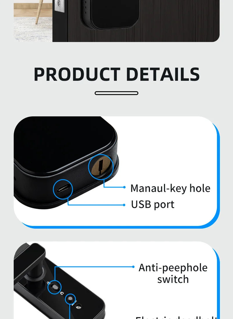 FHSKS Electronic Smart Door Lock with Fingerprint and Camera