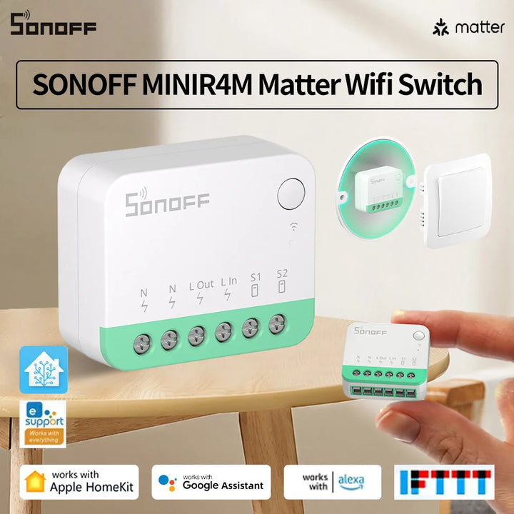 SONOFF MINIR4M Matter MINIR4 Wifi Smart Switch Mini Home Automation Module Local Connection For Alexa Google Home SmartThings