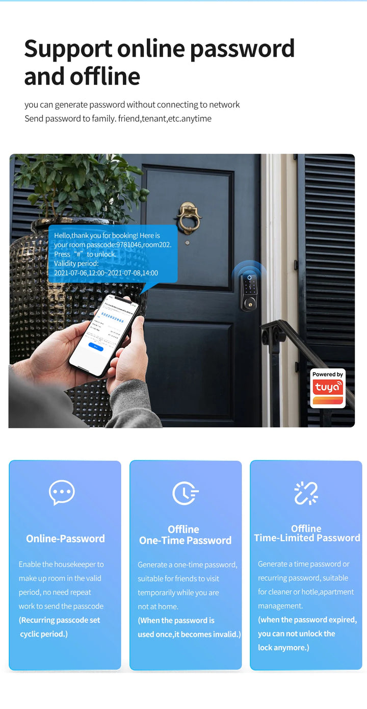 Tuya WiFi Smart Fingerprint Türschloss mit Digitalem Tastenfeld