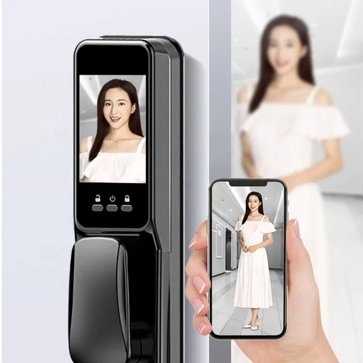 automatic fingerprint digital safe door lock for home smart 3D face recognition exterior door lock outdoor furniture