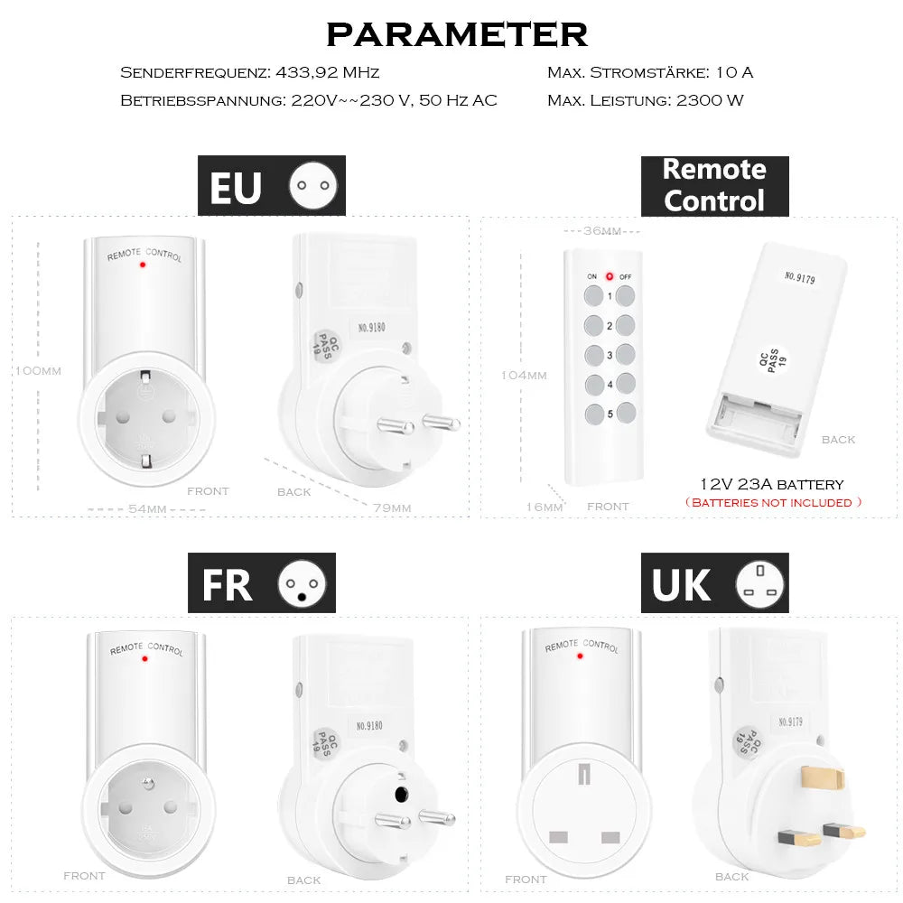 Wireless Remote Control Smart Socket EU French Plug Wall 433mhz Programmable Electrical Outlet Switch 220V 230V LED Safe Home