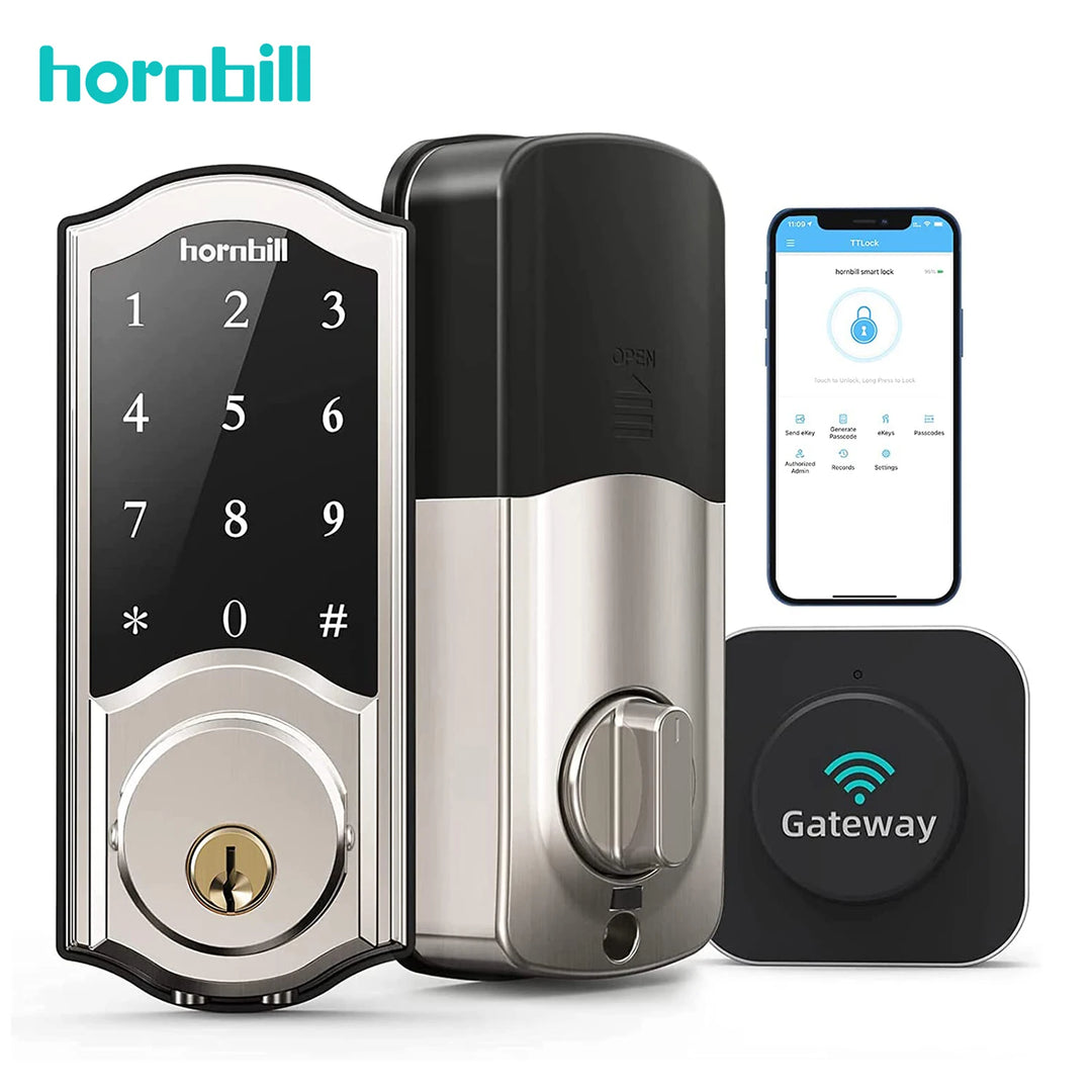 Hornbill Electronic WIFI Smart Door Lock With G2 Gateway Remote Control Keyless Entry Front Door Locks Bluetooth For Home Safe