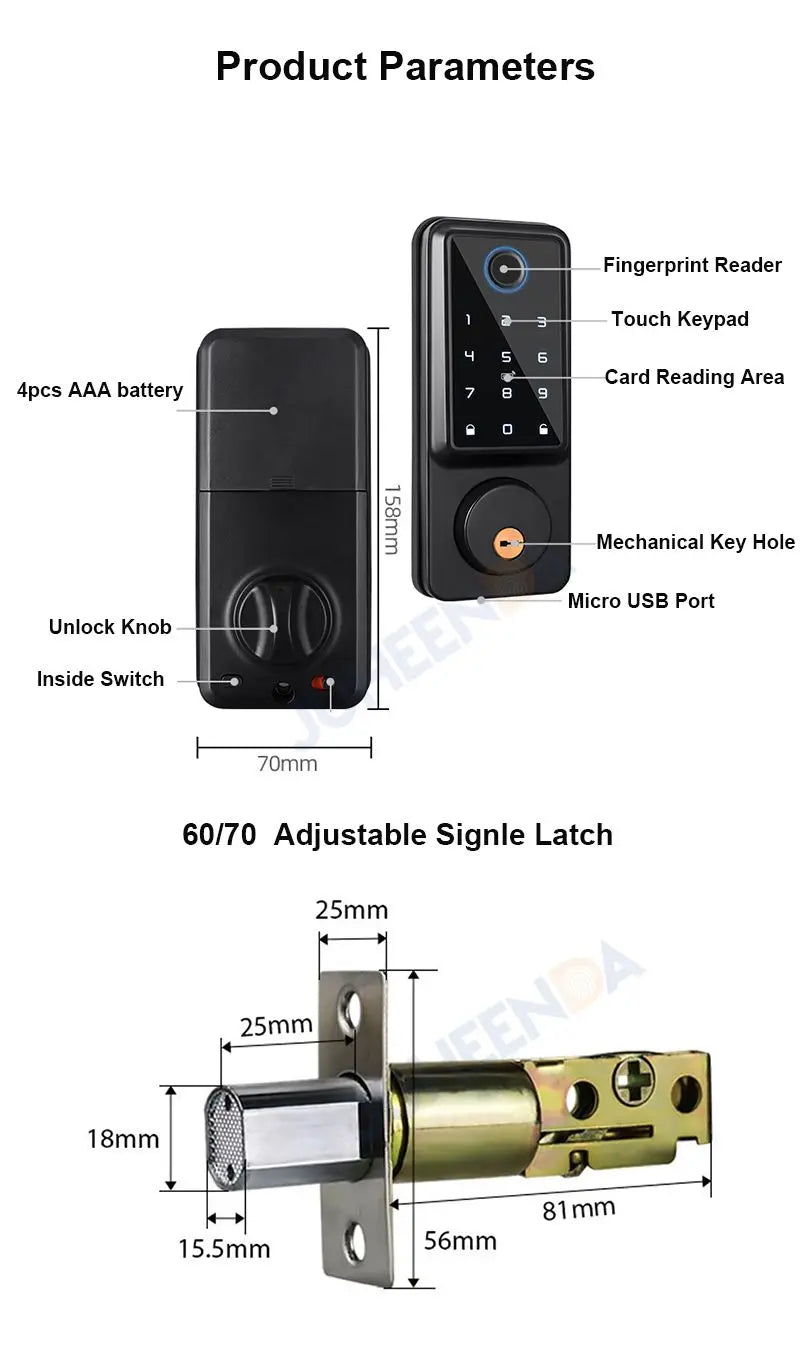 WiFi Smart Door Lock with Fingerprint Sensor and PIN Code*