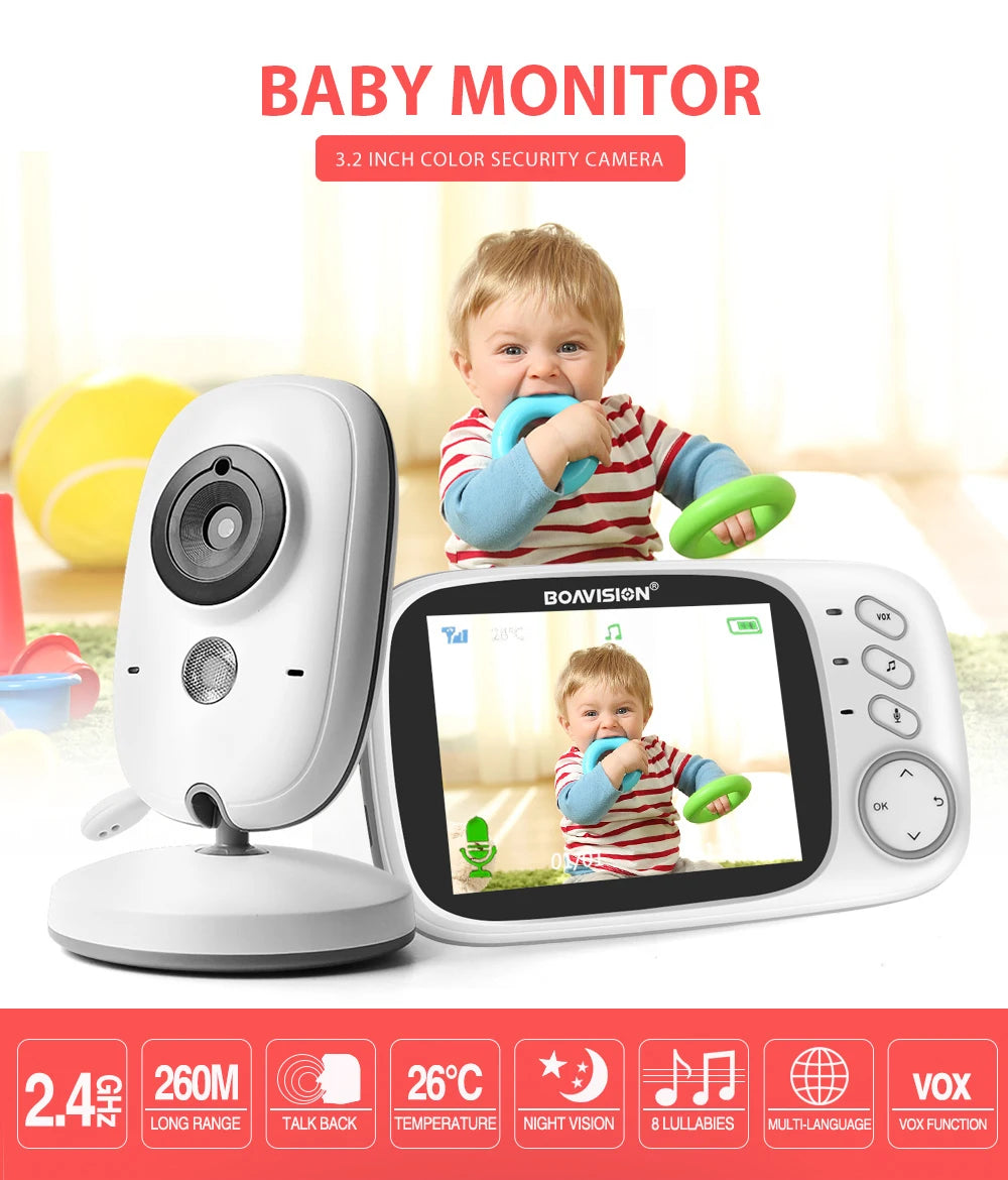 VB603 Video Baby Monitor 2.4G Wireless With 3.2 Inches LCD 2 Way Audio Talk Night Vision Surveillance Security Camera Babysitter