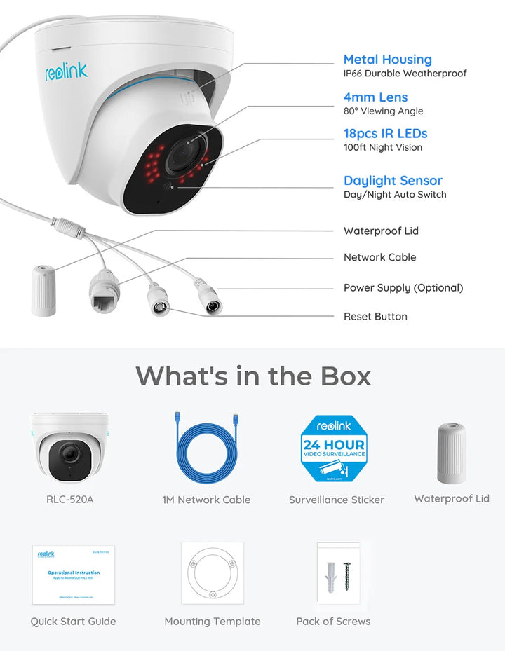 Caméra IP extérieure Reolink 8MP – Reconditionnée